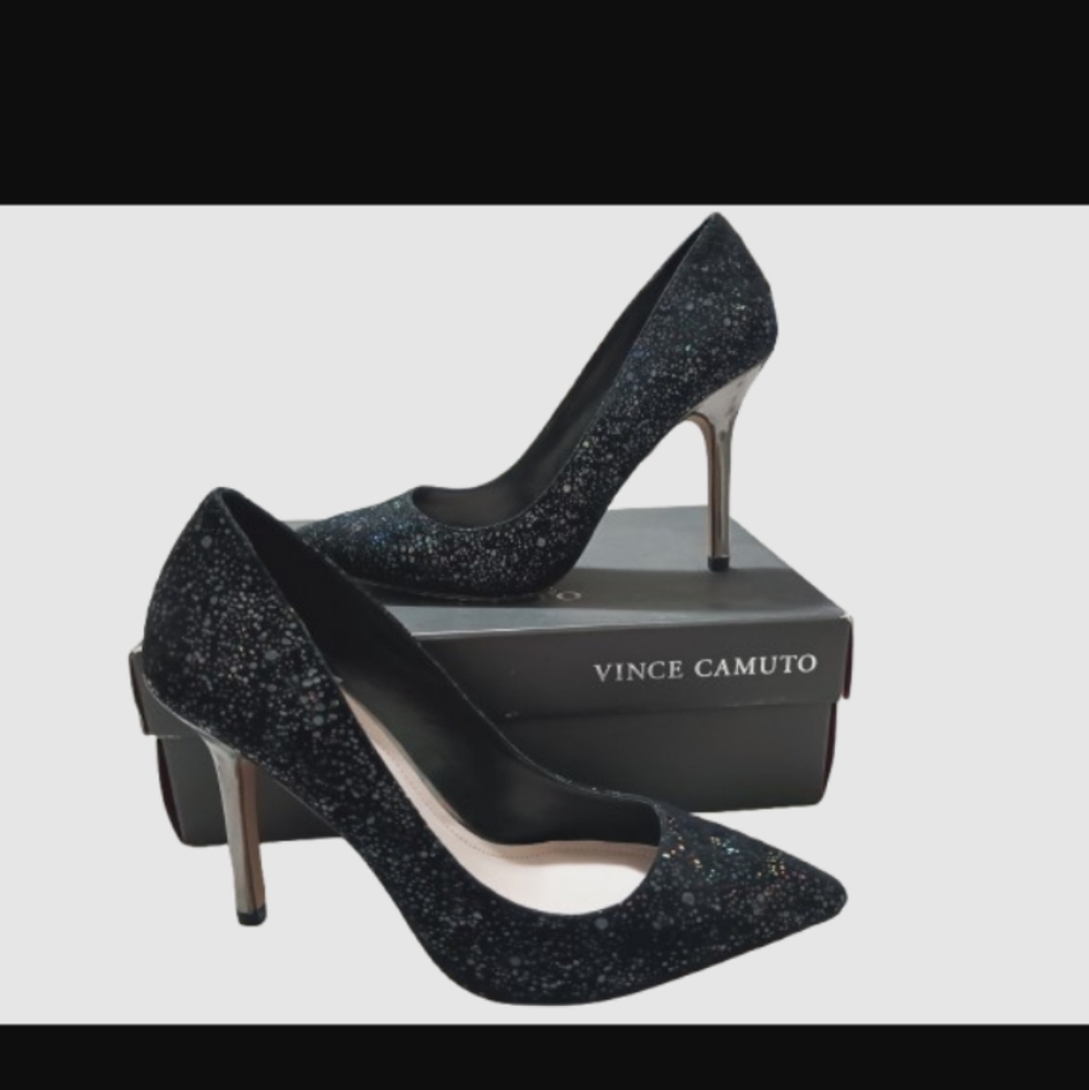 Vince camuto black sparkle heels 8.5